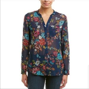 Kut From The Kloth Navy Floral Sheer Blouse